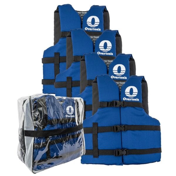 Universal Adult Life Jackets 4-Pack, Blue